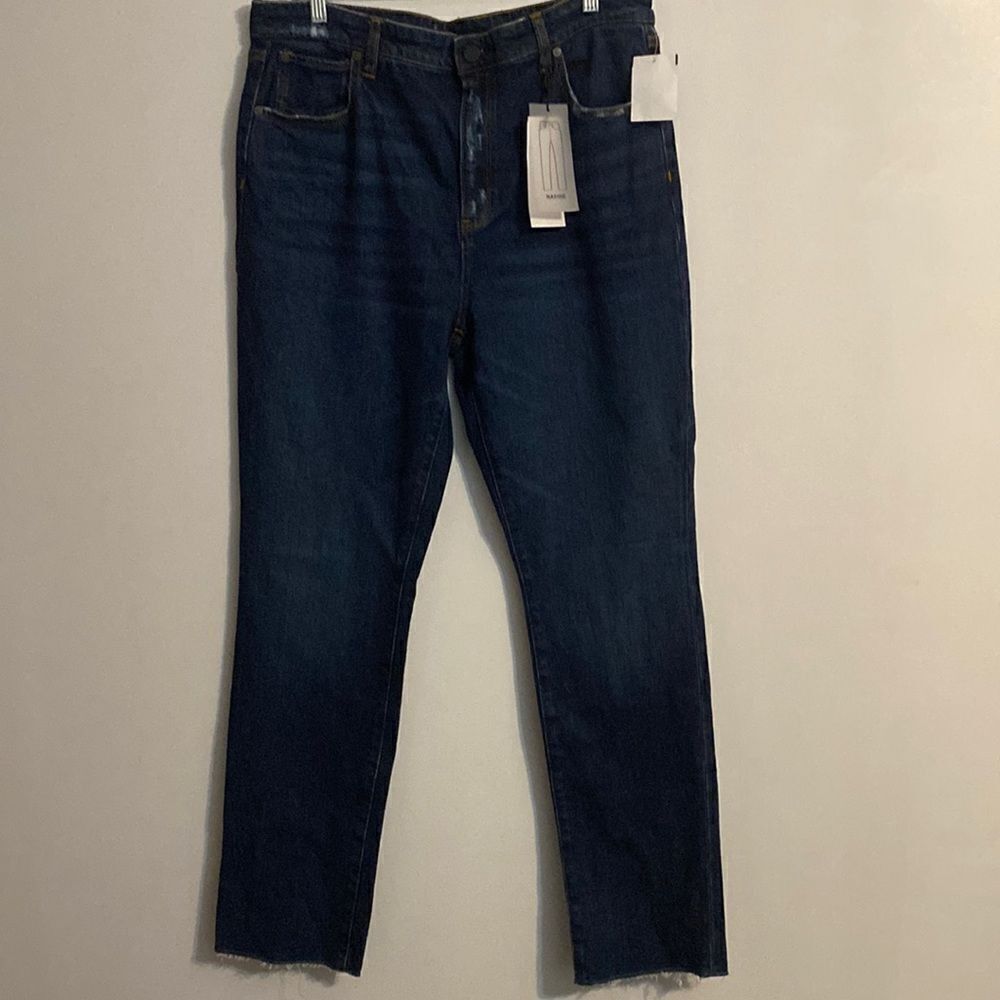 HALE Nadine distressed 5 pocket straight jeans, size 32/32